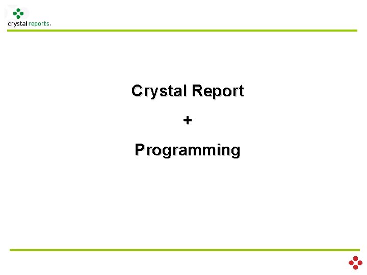 Crystal Report + Programming 