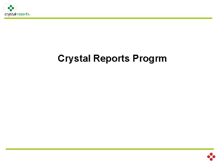 Crystal Reports Progrm 