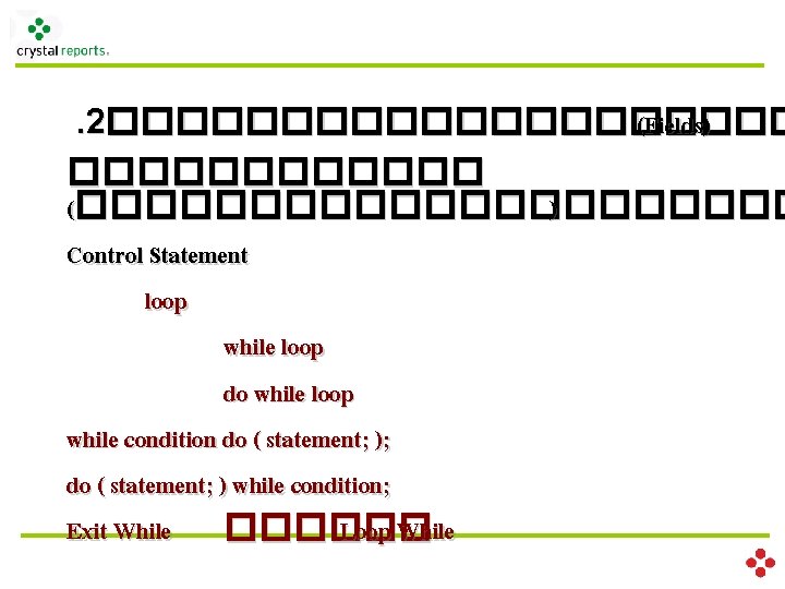 . 2���������� (Fields) ������ (����������� ) Control Statement loop while loop do while loop