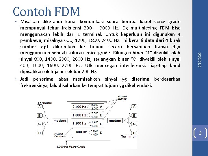  • Misalkan diketahui kanal komunikasi suara berupa kabel voice grade mempunyai lebar frekuensi