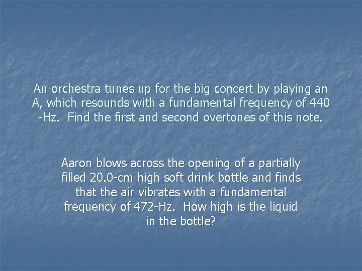 An orchestra tunes up for the big concert by playing an A, which resounds