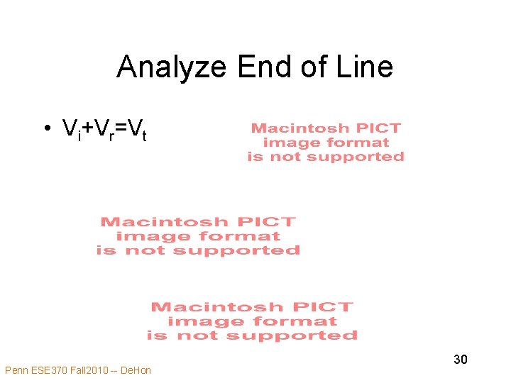 Analyze End of Line • Vi+Vr=Vt Penn ESE 370 Fall 2010 -- De. Hon