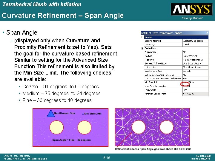 Tetrahedral Mesh with Inflation Curvature Refinement – Span Angle Training Manual • Span Angle