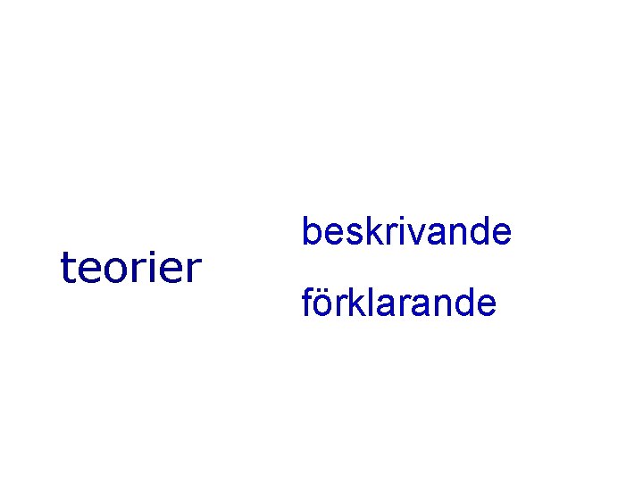 teorier beskrivande förklarande 