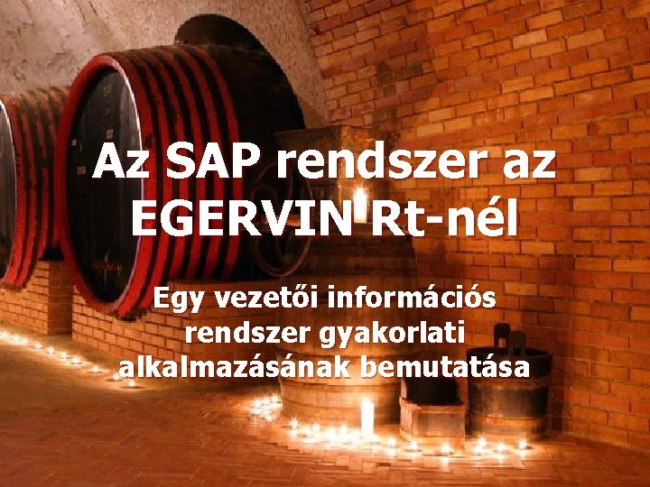Az SAP rendszer az EGERVIN Rt-nél Egy vezetői információs rendszer gyakorlati alkalmazásának bemutatása 
