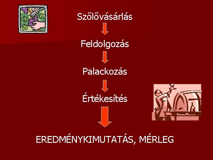Szőlővásárlás Feldolgozás Palackozás Értékesítés EREDMÉNYKIMUTATÁS, MÉRLEG 