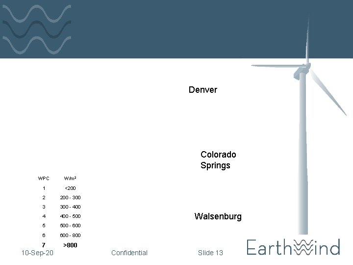 Denver Colorado Springs WPC W/m 2 1 <200 2 200 - 300 3 300