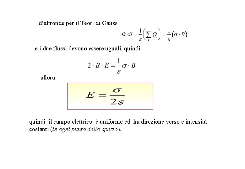 d’altronde per il Teor. di Gauss e i due flussi devono essere uguali, quindi