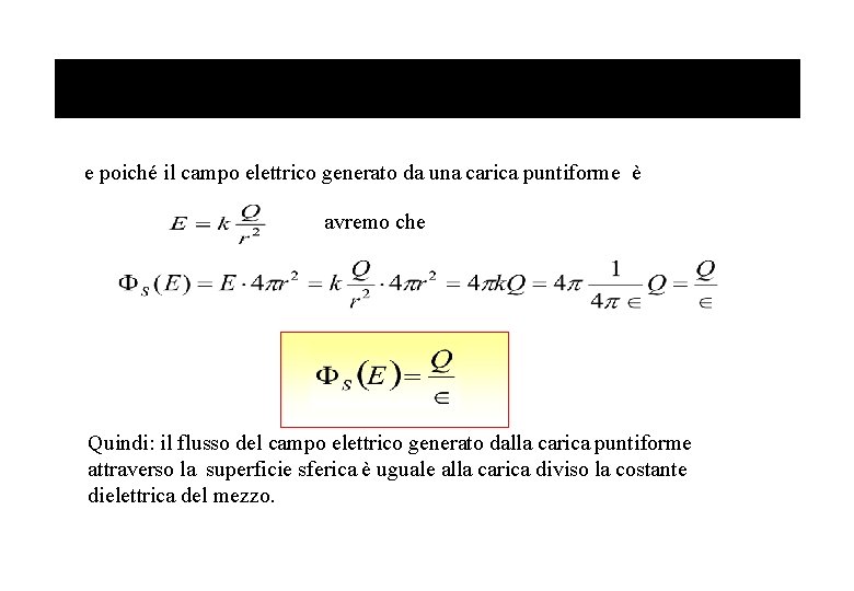 e poiché il campo elettrico generato da una carica puntiforme è avremo che Quindi: