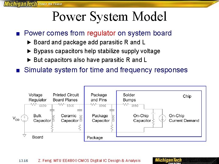 Power System Model ■ Power comes from regulator on system board ► Board and