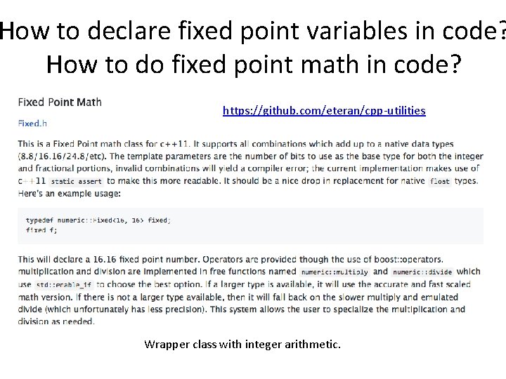 How to declare fixed point variables in code? How to do fixed point math How to declare fixed point variables in code? How to do fixed point math