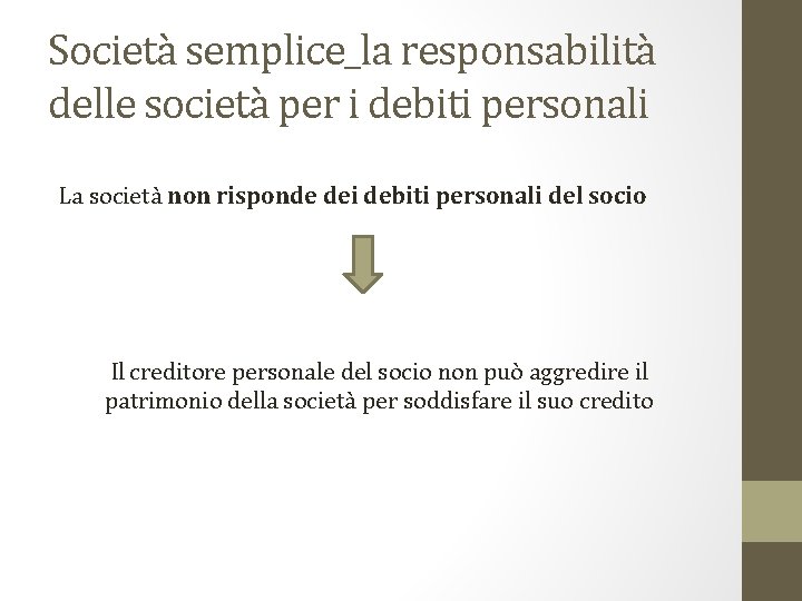 Società semplice_la responsabilità delle società per i debiti personali La società non risponde dei