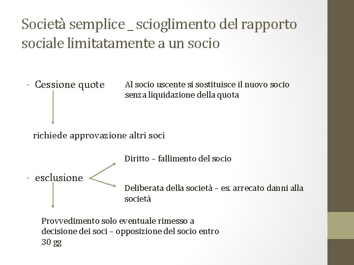 Società semplice _ scioglimento del rapporto sociale limitatamente a un socio - Cessione quote