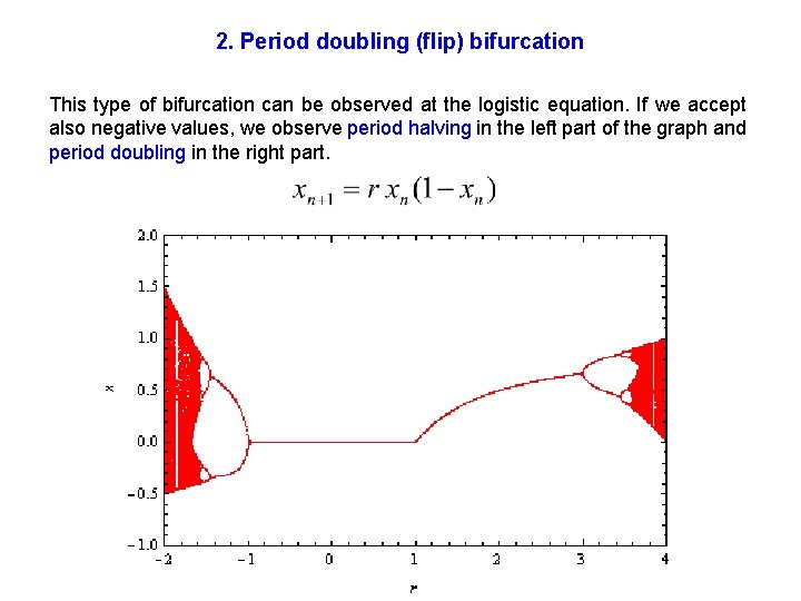 2. Period doubling (flip) bifurcation This type of bifurcation can be observed at the