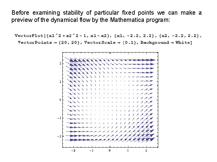 Before examining stability of particular fixed points we can make a preview of the