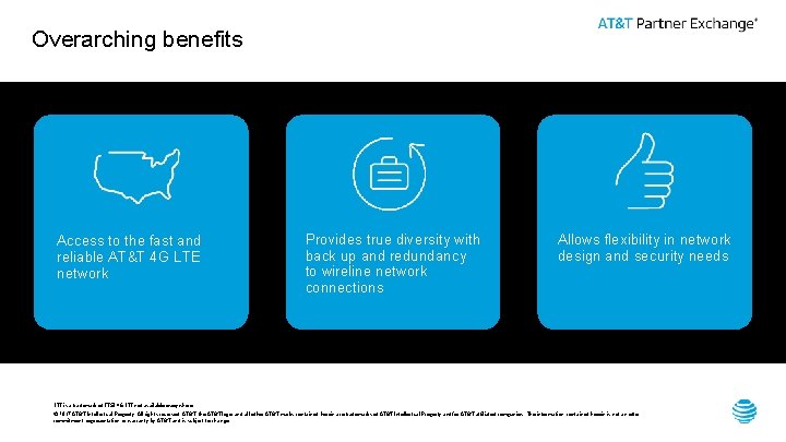 Overarching benefits Access to the fast and reliable AT&T 4 G LTE network Provides