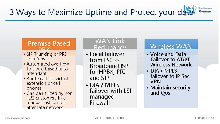 3 Ways to Maximize Uptime and Protect your data Premise Based PBX • SIP