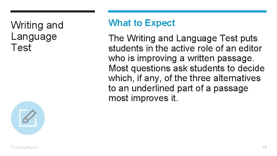 Writing and Language Test What to Expect The Writing and Language Test puts students