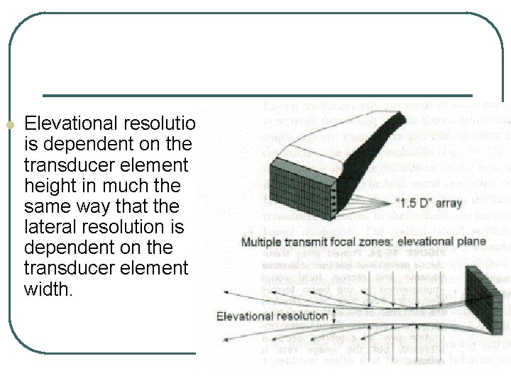 l Elevational resolution is dependent on the transducer element height in much the same