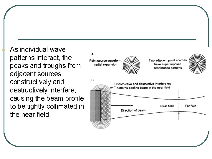l As individual wave patterns interact, the peaks and troughs from adjacent sources constructively