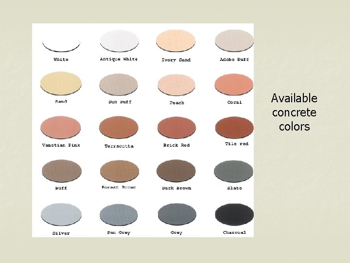 Available concrete colors 