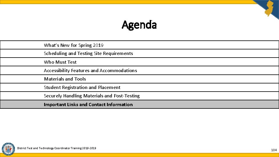 Agenda What’s New for Spring 2019 Scheduling and Testing Site Requirements Who Must Test Agenda What’s New for Spring 2019 Scheduling and Testing Site Requirements Who Must Test
