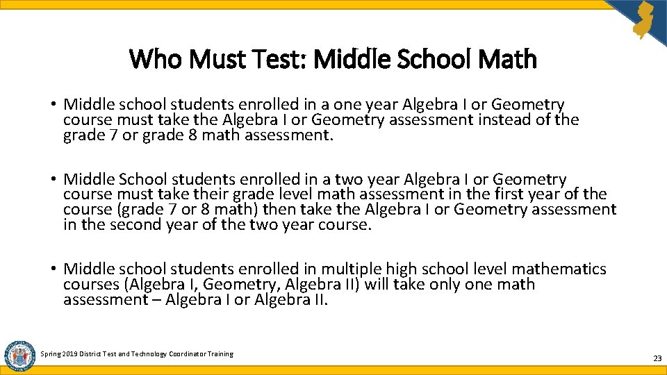Who Must Test: Middle School Math • Middle school students enrolled in a one Who Must Test: Middle School Math • Middle school students enrolled in a one