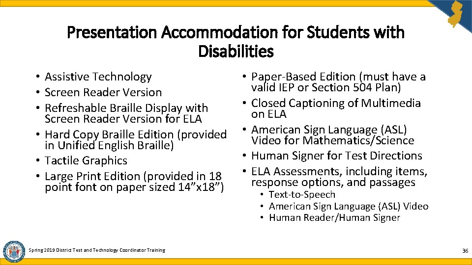 Presentation Accommodation for Students with Disabilities • Assistive Technology • Screen Reader Version • Presentation Accommodation for Students with Disabilities • Assistive Technology • Screen Reader Version •