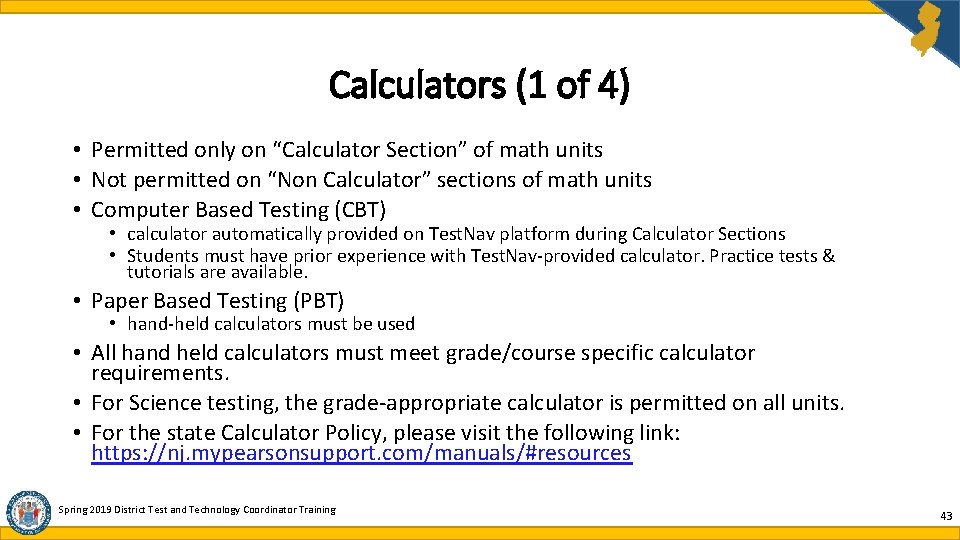 Calculators (1 of 4) • Permitted only on “Calculator Section” of math units • Calculators (1 of 4) • Permitted only on “Calculator Section” of math units •