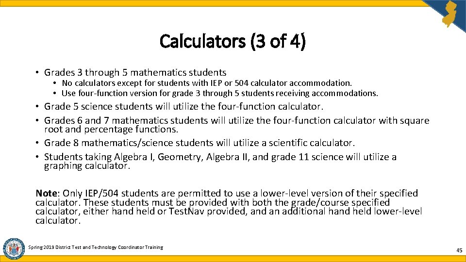 Calculators (3 of 4) • Grades 3 through 5 mathematics students • No calculators Calculators (3 of 4) • Grades 3 through 5 mathematics students • No calculators