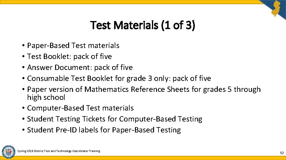 Test Materials (1 of 3) • Paper-Based Test materials • Test Booklet: pack of Test Materials (1 of 3) • Paper-Based Test materials • Test Booklet: pack of