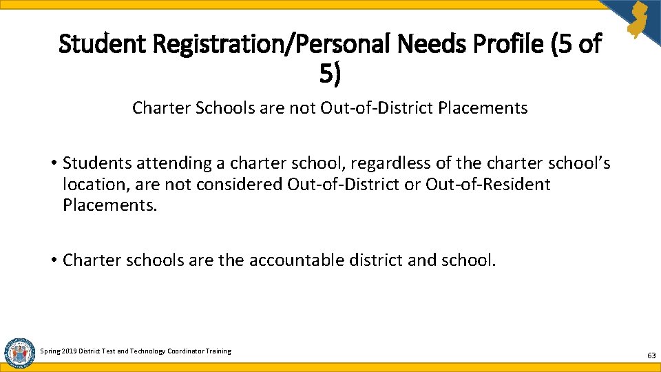 Student Registration/Personal Needs Profile (5 of 5) Charter Schools are not Out-of-District Placements • Student Registration/Personal Needs Profile (5 of 5) Charter Schools are not Out-of-District Placements •