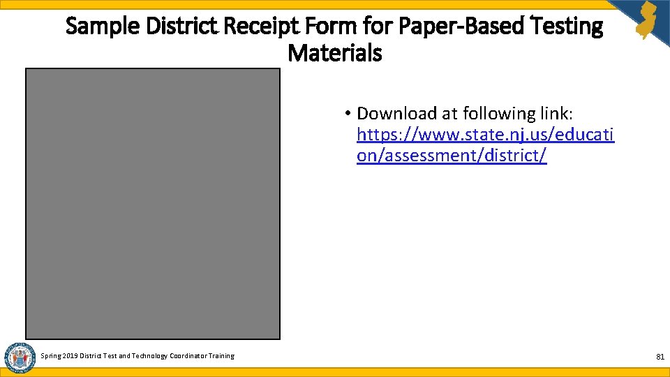 Sample District Receipt Form for Paper-Based Testing Materials • Download at following link: https: Sample District Receipt Form for Paper-Based Testing Materials • Download at following link: https: