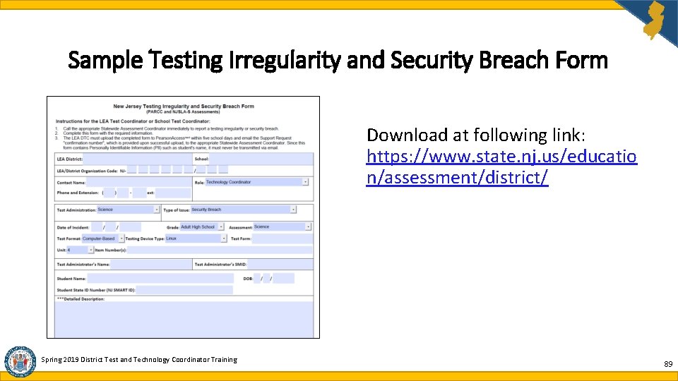 Sample Testing Irregularity and Security Breach Form Download at following link: https: //www. state. Sample Testing Irregularity and Security Breach Form Download at following link: https: //www. state.