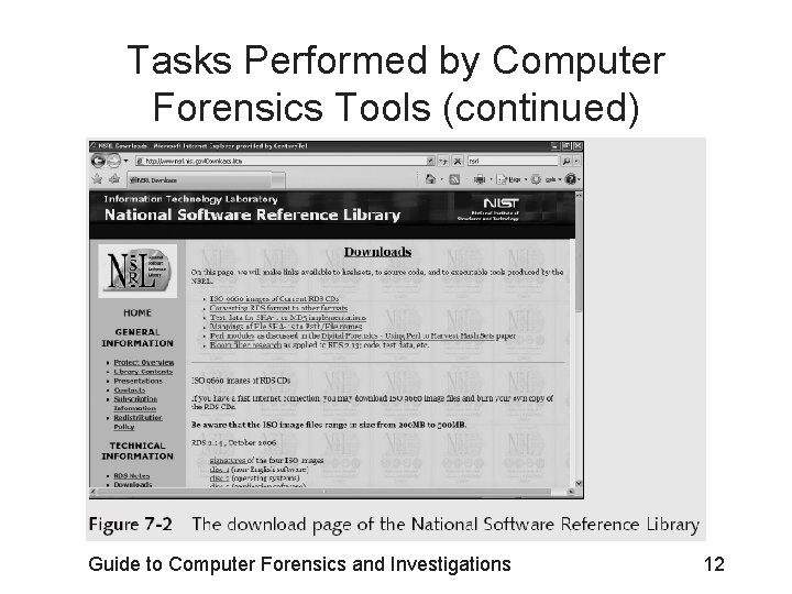 Tasks Performed by Computer Forensics Tools (continued) Guide to Computer Forensics and Investigations 12