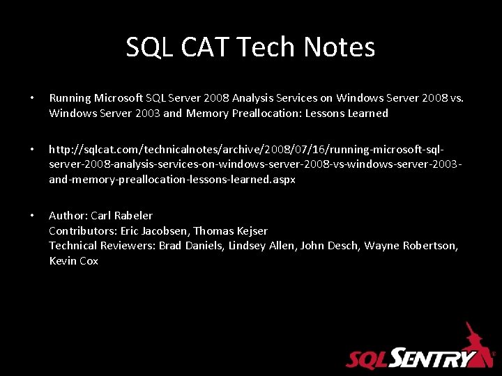 SQL CAT Tech Notes • Running Microsoft SQL Server 2008 Analysis Services on Windows SQL CAT Tech Notes • Running Microsoft SQL Server 2008 Analysis Services on Windows