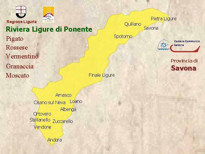 Pietra Ligure Regione Liguria Quiliano Riviera Ligure di Ponente Spotorno Pigato Rossese Vermentino Granaccia