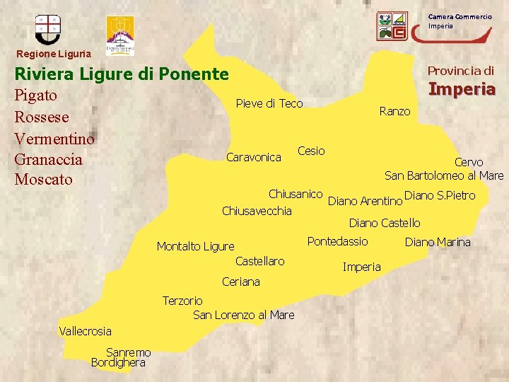Camera Commercio Imperia Regione Liguria Riviera Ligure di Ponente Pigato Pieve di Teco Rossese