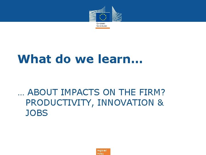 What do we learn… … ABOUT IMPACTS ON THE FIRM? PRODUCTIVITY, INNOVATION & JOBS