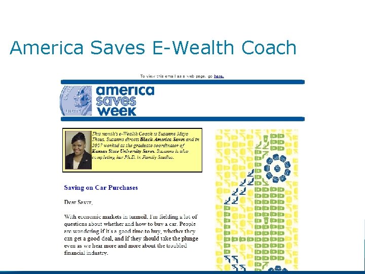 America Saves E-Wealth Coach 29 