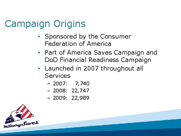 Campaign Origins • Sponsored by the Consumer Federation of America • Part of America