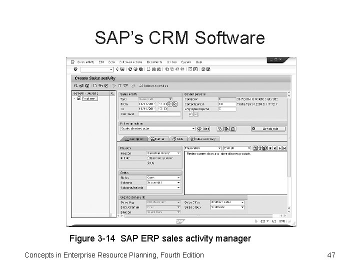 SAP’s CRM Software Figure 3 -14 SAP ERP sales activity manager Concepts in Enterprise SAP’s CRM Software Figure 3 -14 SAP ERP sales activity manager Concepts in Enterprise