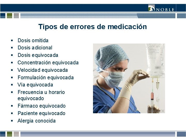 Tipos de errores de medicación § § § § Dosis omitida Dosis adicional Dosis Tipos de errores de medicación § § § § Dosis omitida Dosis adicional Dosis