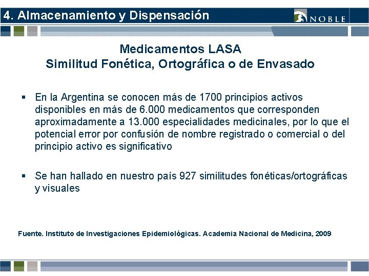 4. Almacenamiento y Dispensación Medicamentos LASA Similitud Fonética, Ortográfica o de Envasado § En 4. Almacenamiento y Dispensación Medicamentos LASA Similitud Fonética, Ortográfica o de Envasado § En