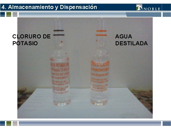 4. Almacenamiento y Dispensación CLORURO DE POTASIO AGUA DESTILADA 4. Almacenamiento y Dispensación CLORURO DE POTASIO AGUA DESTILADA