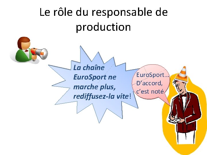 Le rôle du responsable de production La chaîne Euro. Sport… Euro. Sport ne D’accord,
