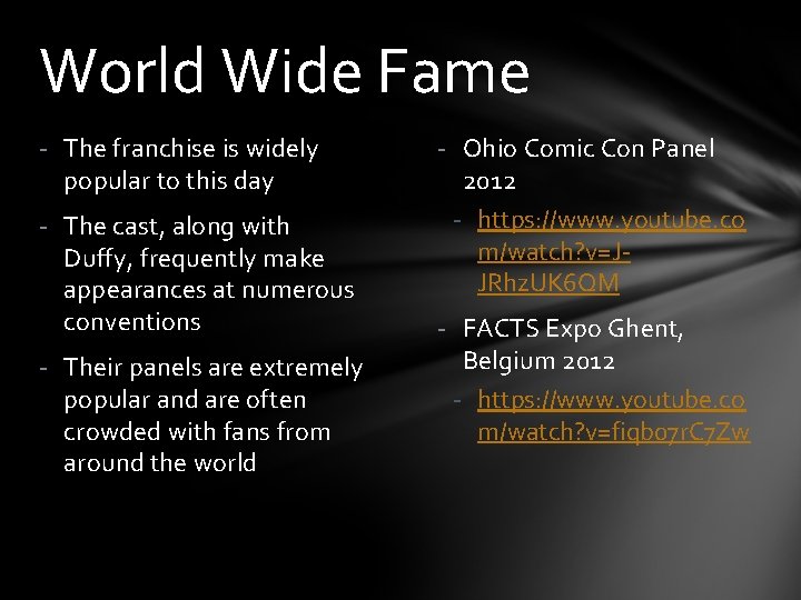 World Wide Fame - The franchise is widely popular to this day - The
