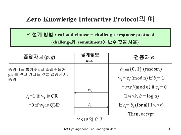 Zero-Knowledge Interactive Protocol의 예 ü 설계 방법 : cut and choose + challenge-response protocol