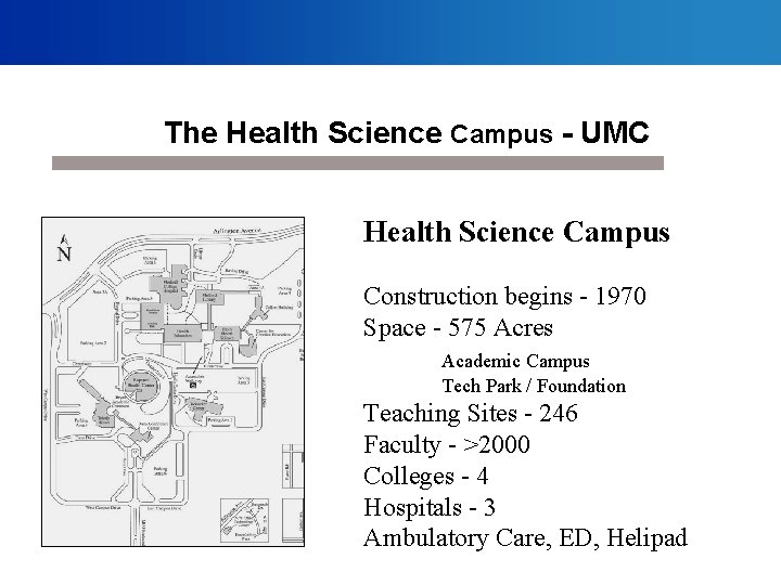 The Health Science Campus - UMC Health Science Campus Construction begins - 1970 Space