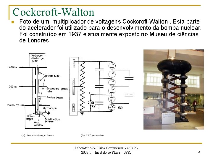 Cockcroft-Walton n Foto de um multiplicador de voltagens Cockcroft-Walton. Esta parte do acelerador foi